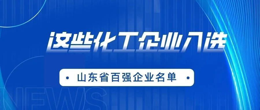 山东省公布百强企业名单！这些化工企业入选